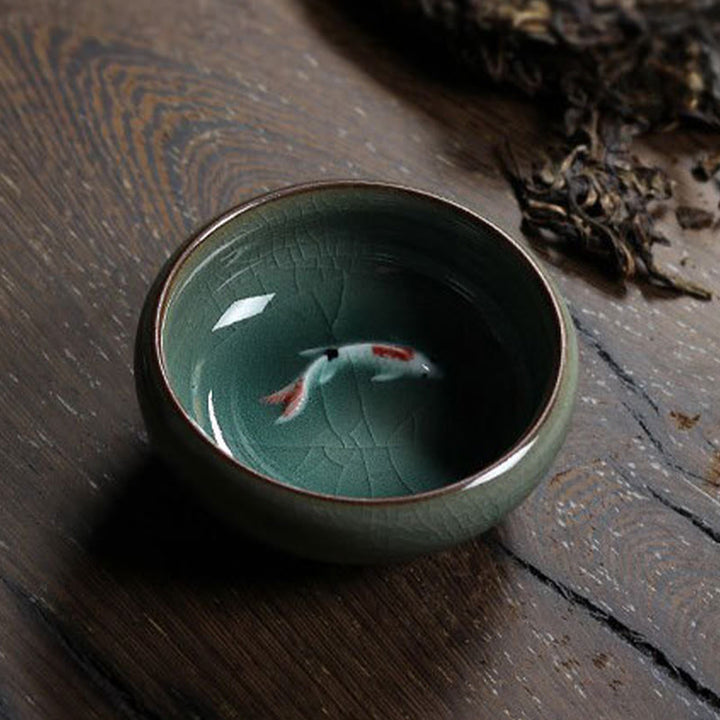 Buddha Stones Colorful Koi Fish Ceramic Teacup Kung Fu Tea Cup Bowl - image 14
