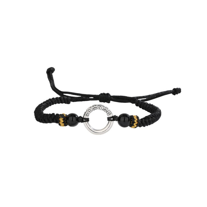 Buddha Stones 925 Sterling Silver Peace Buckle Auspicious Clouds Fortune Braided Bracelet - image 4