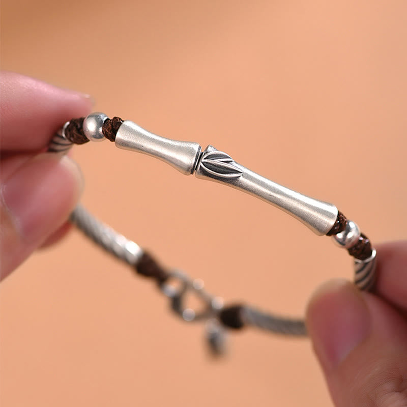 999 Sterling Silver Bamboo Pattern Cicada Luck Wealth Bracelet - image 3