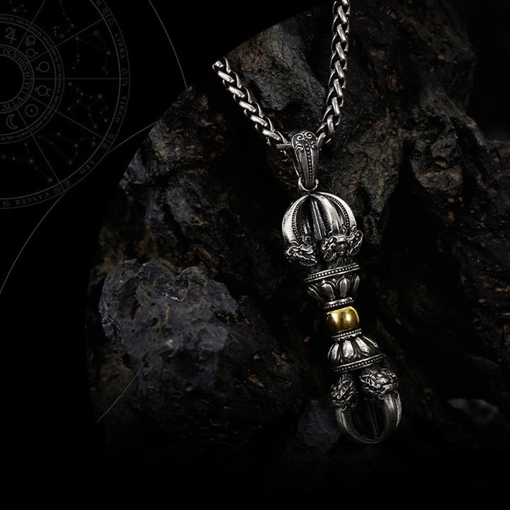 Buddha Stones Tibetan Dorje Vajra Design Wealth Necklace Pendant - image 4