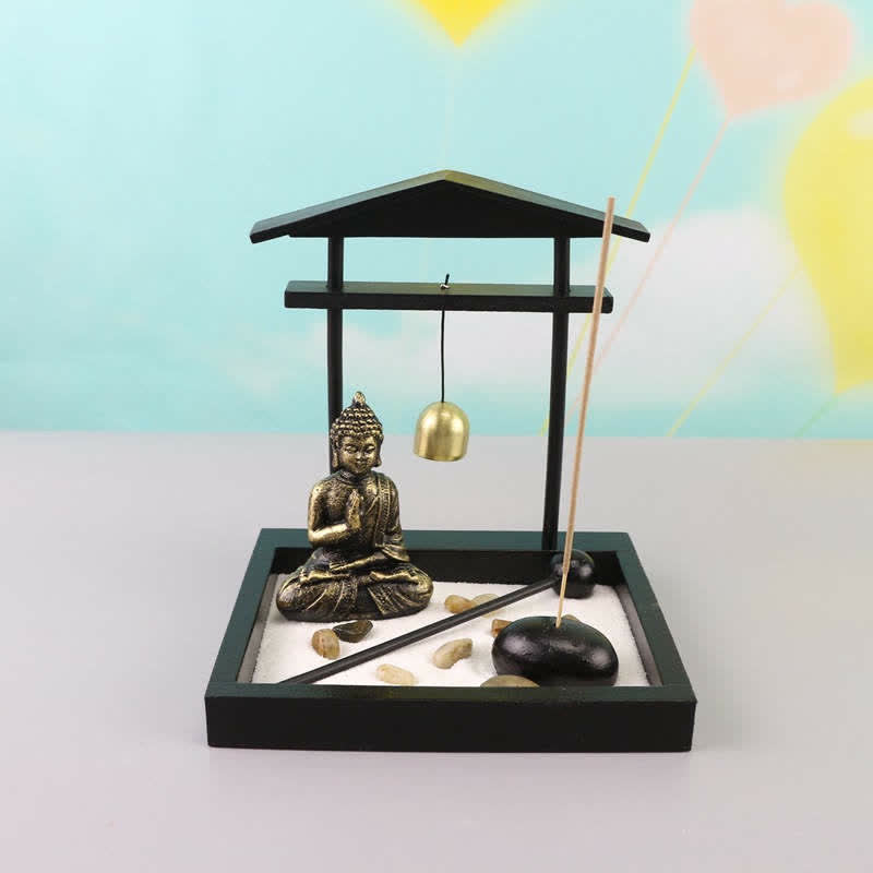 Buddha Statue Rocks Meditation Peace Zen Garden Set Home Decoration - image 4
