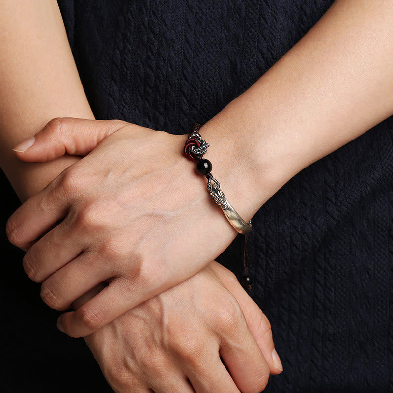 Buddha Stones 925 Sterling Silver Auspicious Dragon Success Handcrafted Braided Bracelet - image 4
