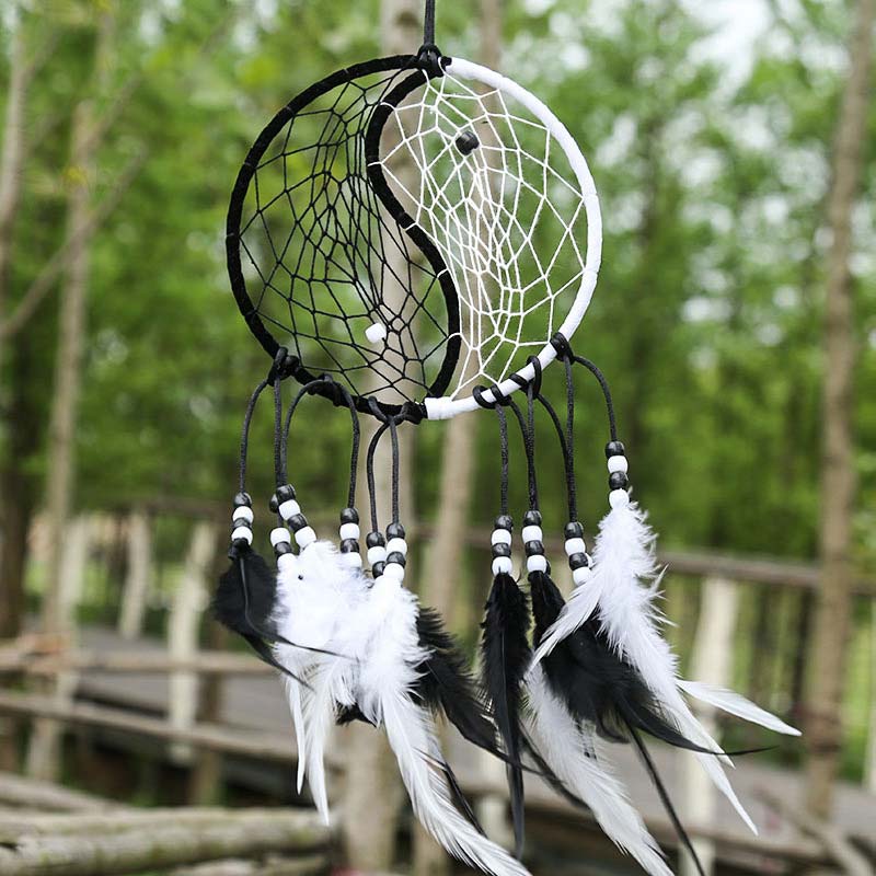 Yin Yang  Dream Catcher Circular Net with Feathers Balance Decoration - #2 - image 14