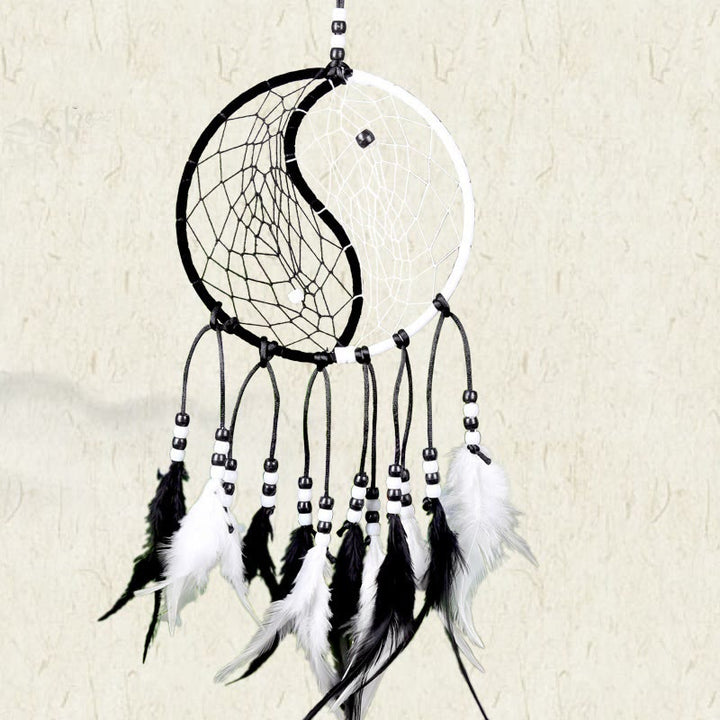 Yin Yang  Dream Catcher Circular Net with Feathers Balance Decoration - image 19
