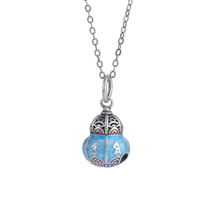 Buddha Stones 999 Sterling Silver Om Mani Padme Hum Engraved Gourd Design Wisdom Necklace Pendant - image 6