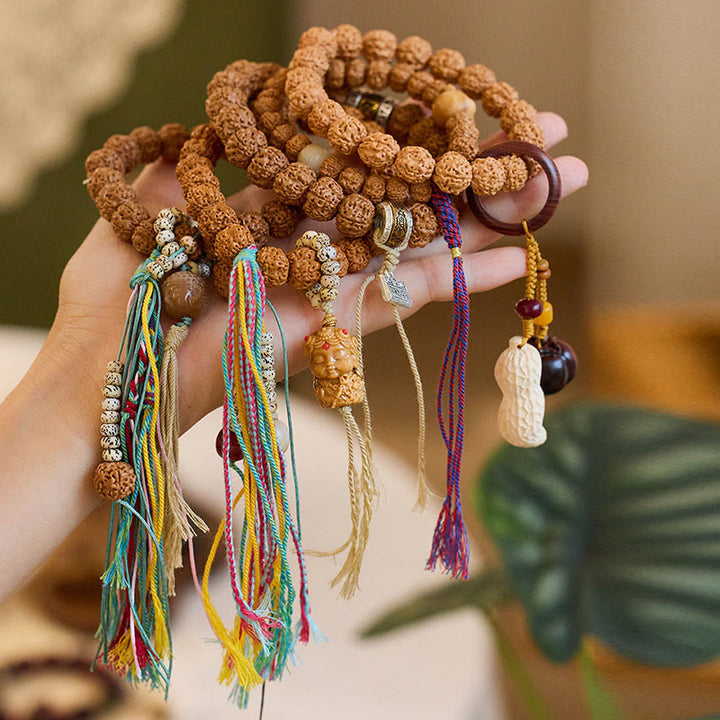 Buddha Stones Tibet Rudraksha Bodhi Seed Amulet Wealth Luck Bracelet