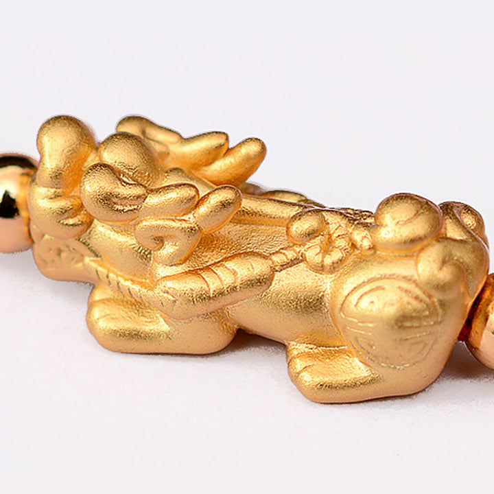 Buddha Stones 24K Gold-Plated PiXiu Luck Red String Bracelet - image 5