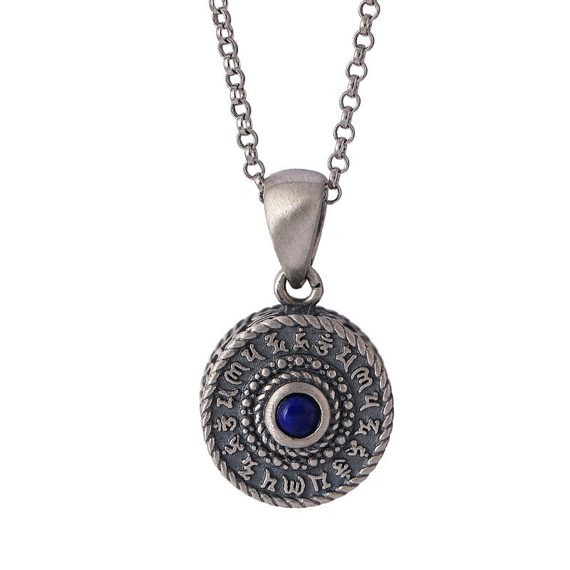 Buddha Stones 925 Sterling Silver Om Mani Padme Hum Lazurite Lapis Lazuli Love Peace Necklace Pendant - image 7