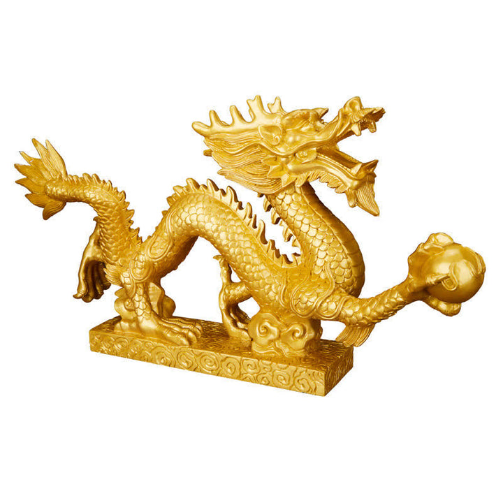 Buddha Stones Feng Shui Dragon Auspicious Cloud Wealth Luck Decoration - Gold - 50cm*7.5cm*25cm - image 0