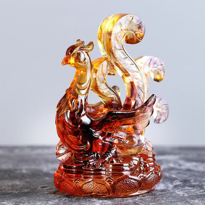 Buddha Stones Feng Shui Four Symbols Azure Dragon Handmade Liuli Crystal Art Piece Home Office Decoration - Vermilion Bird - image 9