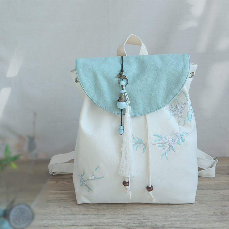 Buddha Stones Handmade Embroidered Large Capacity Canvas Backpack - image 38