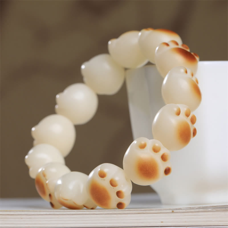 Buddha Stones Cute Cat Paw Claw Bodhi Seed Peace Bracelet - 16-17mm - image 0