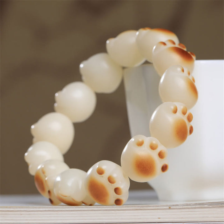 Buddha Stones Cute Cat Paw Claw Bodhi Seed Peace Bracelet - 16-17mm - image 1