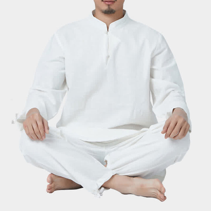 Spiritual Zen Meditation Yoga Prayer Practice Cotton Linen Clothing Men's Set