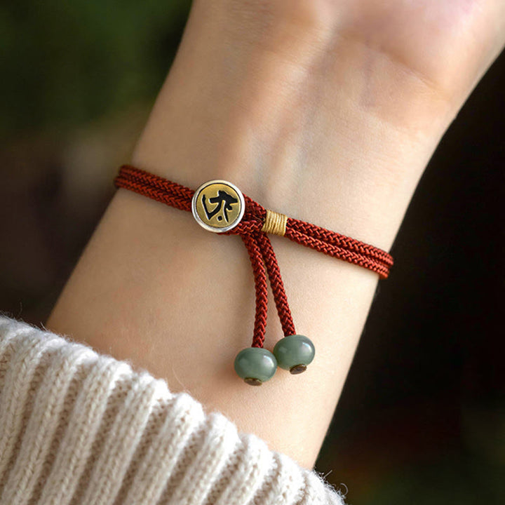 Buddha Stones 925 Sterling Silver Handmade Chinese Zodiac Natal Buddha Cyan Bodhi Seed Protection Braided Red String Bracelet - image 0