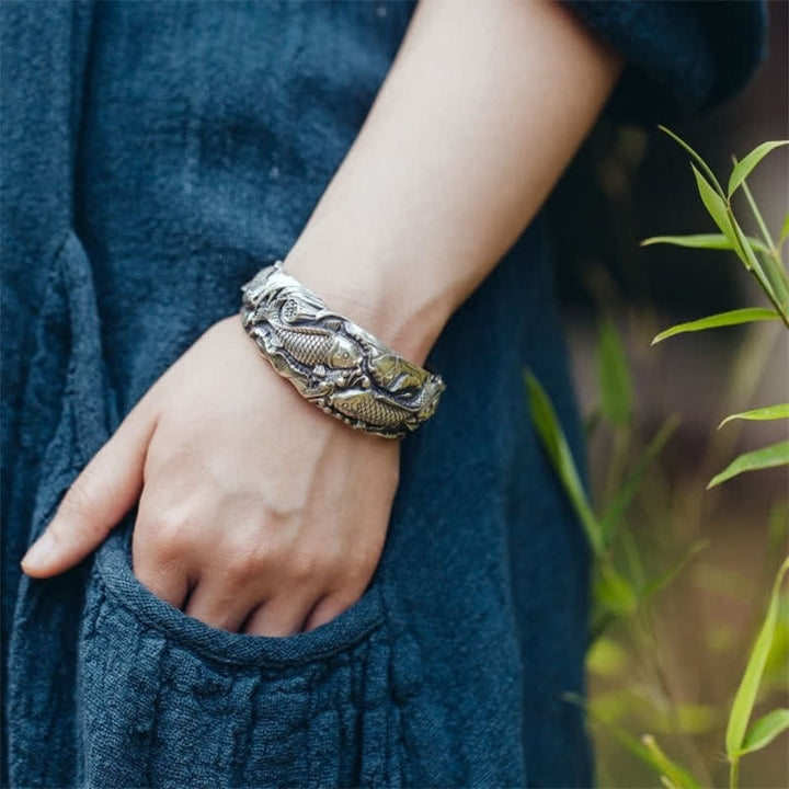 Buddha Stones Koi Fish Lotus Luck Wealth Bracelet Bangle - image 6