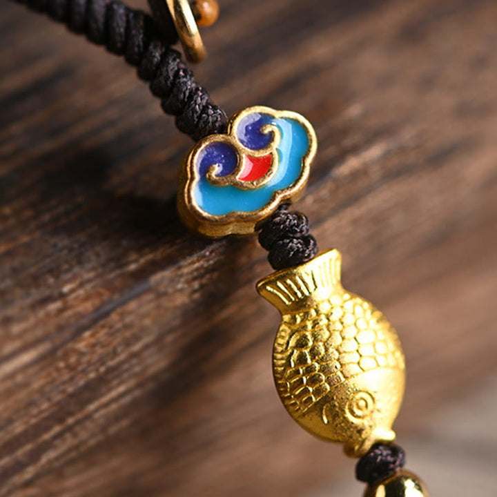 Buddha Stones Green Sandalwood Lucky Cat Koi Fish Cure Key Chain Phone Hanging Decoration - image 16