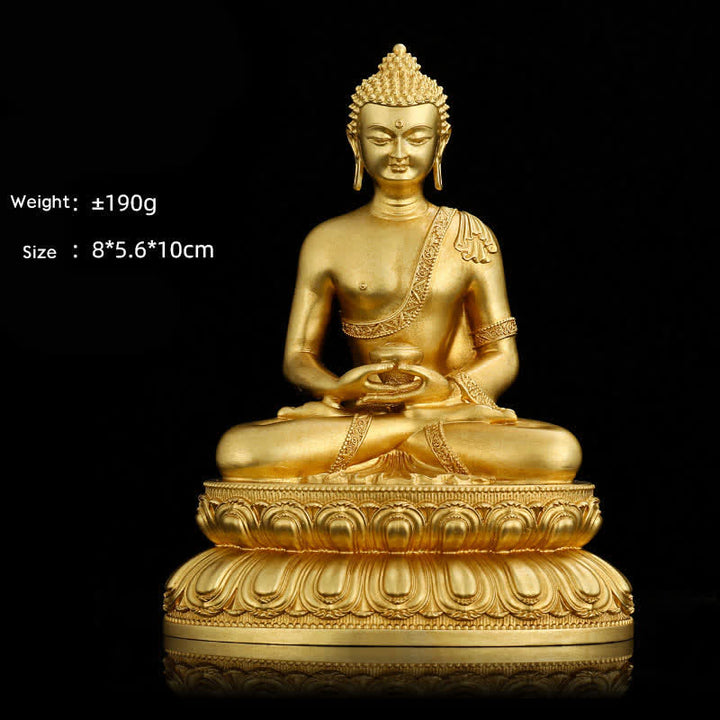 Shakyamuni Amitabha Medicine Buddha Figurine Serenity Copper Statue Home Decoration - 10 cm Amitabha Buddha - image 3