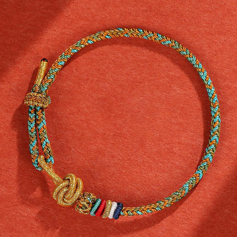 Buddha Stones Handmade Dunhuang Colorful Rope Protection Braid String Bracelet