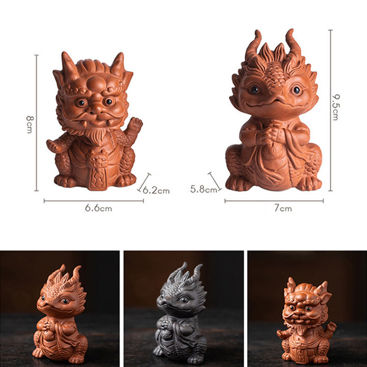 Buddha Stones Luck Dragon Wealth Tea Pet Purple Clay Figurine Decoration - image 19