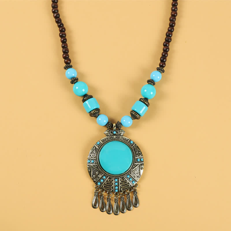Tibetan Retro Beads Tassel Hair Decoration Hair Accessories - Water Drop-Blue - image 14