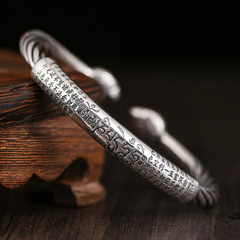 Buddha Stones Tibetan Om Mani Padme Hum Heart Sutra Purity Cuff Bracelet - Om Mani Padme Hum(Love♥Focus)(Adjustable) - image 1