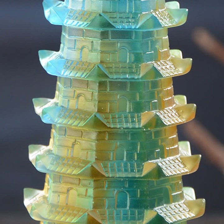 Feng Shui Wenchang Tower Handmade Liuli Crystal Pagoda Art Piece Luck Home Office Decoration - image 10