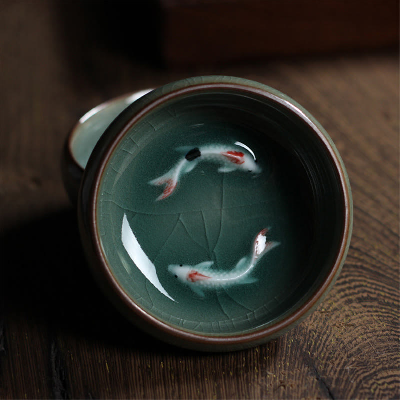 Buddha Stones Colorful Koi Fish Ceramic Teacup Kung Fu Tea Cup Bowl - image 1