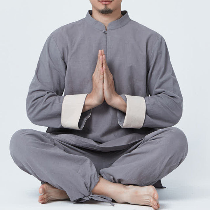 Spiritual Zen Meditation Yoga Prayer Practice Cotton Linen Clothing Men's Set