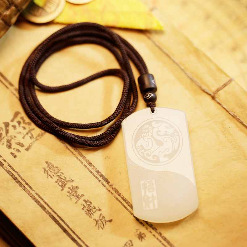 White Jade PiXiu Yin Yang Luck Protection Necklace Pendant - image 4