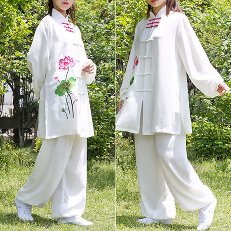 Lotus Flower Leaf Pattern Tai Chi Meditation Prayer Spiritual Zen Practice Clothing Women's Set - image 10