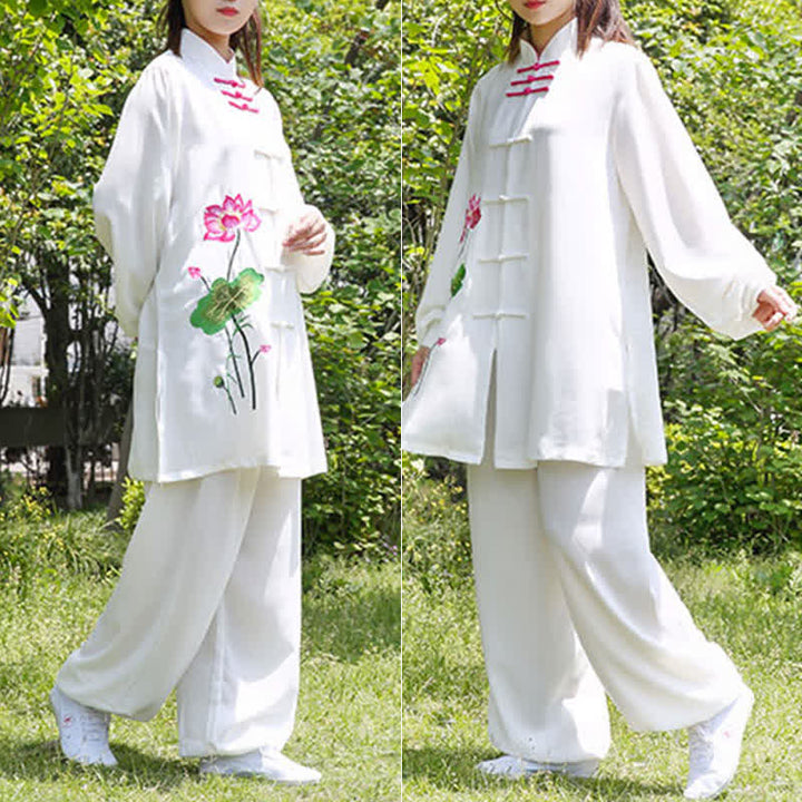 Lotus Flower Leaf Pattern Tai Chi Meditation Prayer Spiritual Zen Practice Clothing Women's Set - image 10