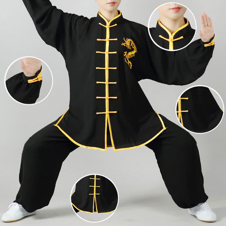 Dragon Embroidered Qi Gong Zen Spiritual Practice Meditation Prayer Uniform Unisex Clothing Set - image 10