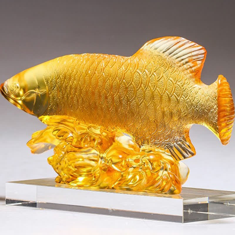 Handmade Liuli Crystal Koi Fish Art Piece Luck Home Office Decoration - image 13