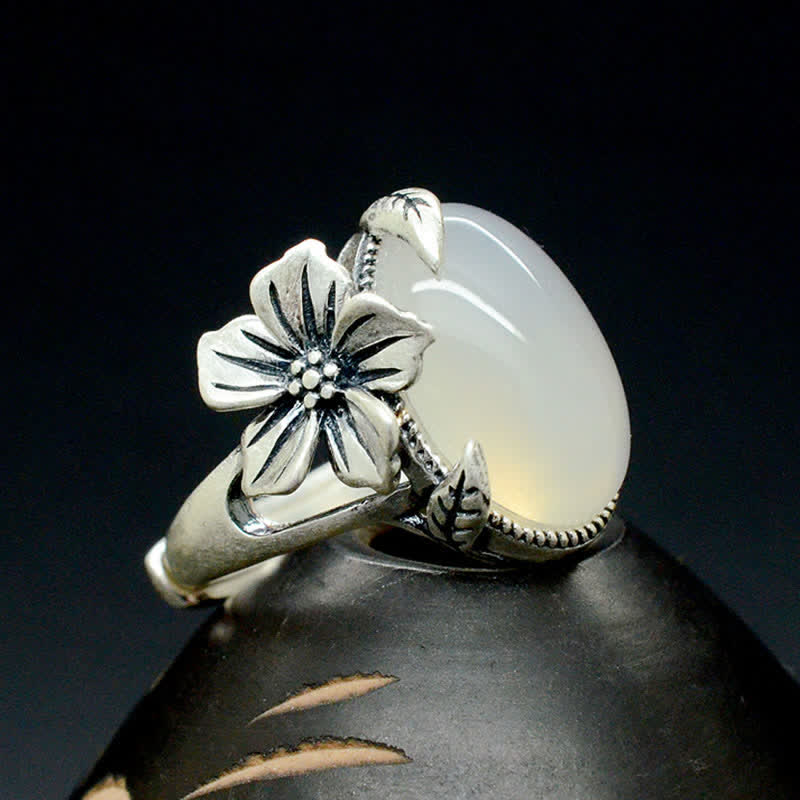 990 Sterling Silver Natural Chalcedony Plum Positive Harmony Ring - image 1