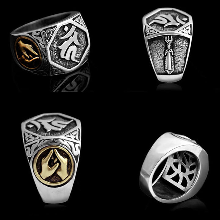 Buddha Stones 925 Sterling Silver Sanskrit Design Carved Protection Adjustable Ring - image 27