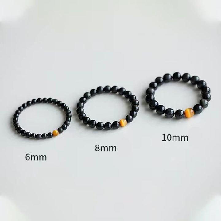 Buddha Stones Natural Rainbow Obsidian Tiger Eye Positive Love Bracelet