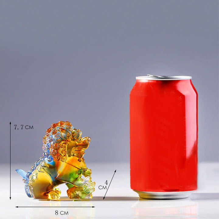 Handmade Liuli Crystal Lion Art Piece Strength Home Office Decoration - image 14