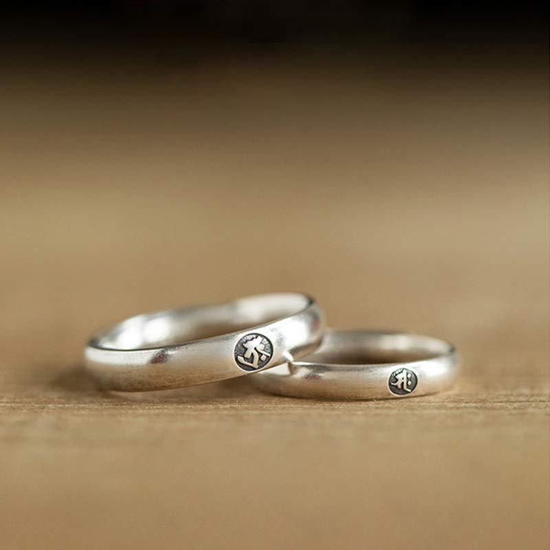 Buddha Stones 925 Sterling Silver Chinese Zodiac Natal Buddha Blessing Couple Ring - image 12