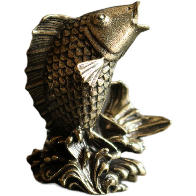 Buddha Stones Handmade Small Koi Fish Copper Wealth Home Decoration - image 4