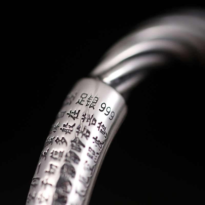 Buddha Stones Tibetan Om Mani Padme Hum Heart Sutra Purity Cuff Bracelet - image 4