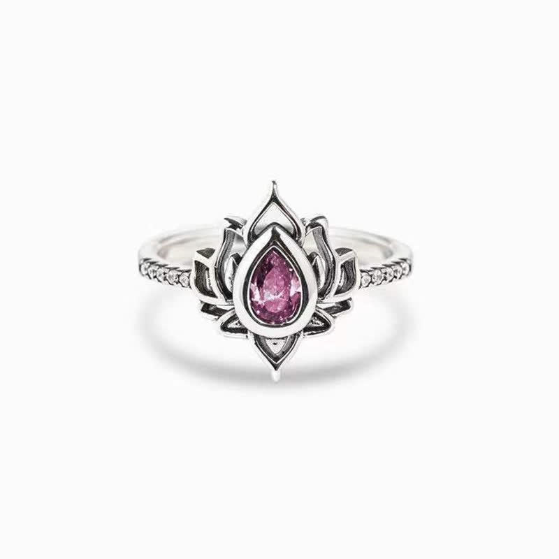 Buddha Stones Sterling Silver Lotus Zircon Blessing Protection Ring - image 12