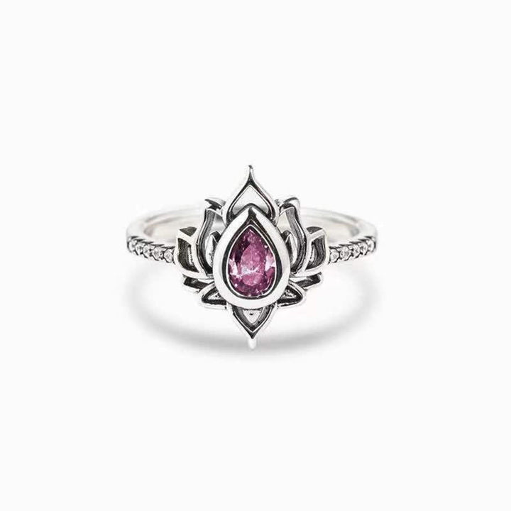 Buddha Stones Sterling Silver Lotus Zircon Blessing Protection Ring - image 12