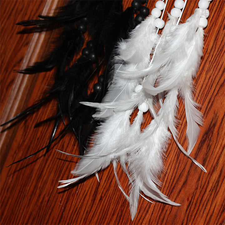 Yin Yang  Dream Catcher Circular Net with Feathers Balance Decoration - image 12