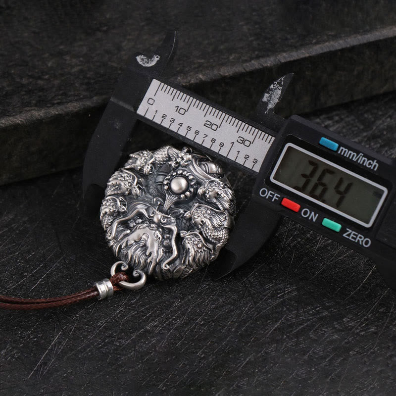 Buddha Stones 999 Sterling Silver Nine Dragons Playing With A Pearl Luck Protection Necklace Pendant - image 7