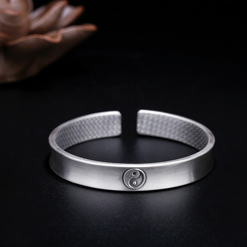 Buddha Stones 999 Sterling Silver Yin Yang Auspicious Clouds Balance Harmony Bracelet - image 14
