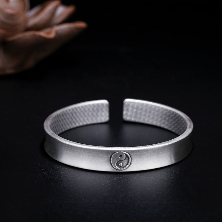 Buddha Stones 999 Sterling Silver Yin Yang Auspicious Clouds Balance Harmony Bracelet - image 14