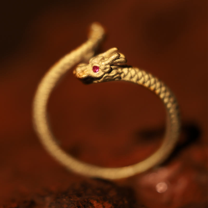 Buddha Stones 925 Sterling Silver Vintage Year of the Dragon Luck Protection Strength Adjustable Ring - image 3