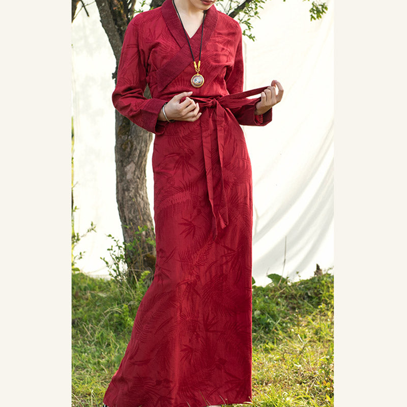 Buddha Stones Tibetan Dress Clothing Lhasa Long Wrap Dress Maxi Dress Women Clothing