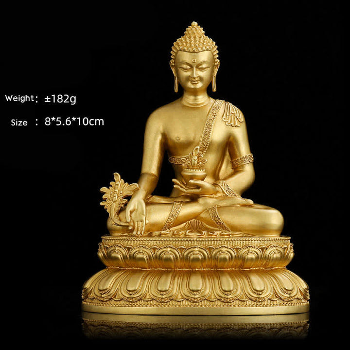 Shakyamuni Amitabha Medicine Buddha Figurine Serenity Copper Statue Home Decoration - 10 cm Medicine Buddha - image 7